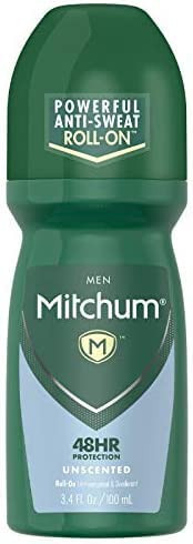 Mitchum Mens Antiperspirant Deodorant, Roll-On Applicator, Unscented, 48HR Sweat & Odor Protection, Quick-Drying Formula, Dermatologist Tested, 3.4 oz