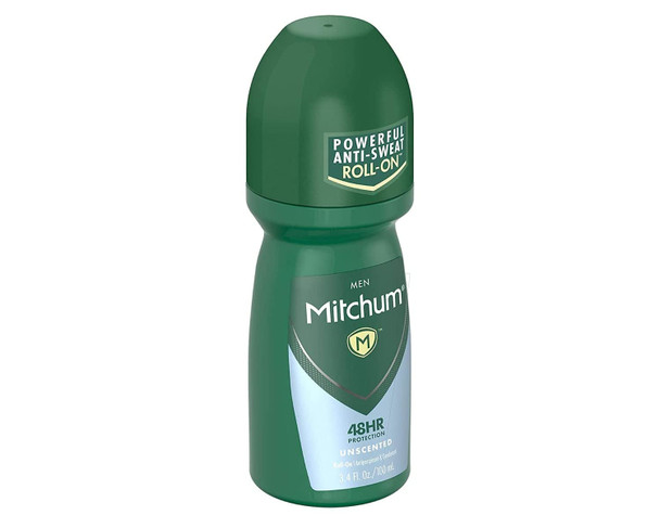 Mitchum Mens Antiperspirant Deodorant, Roll-On Applicator, Unscented, 48HR Sweat & Odor Protection, Quick-Drying Formula, Dermatologist Tested, 3.4 oz