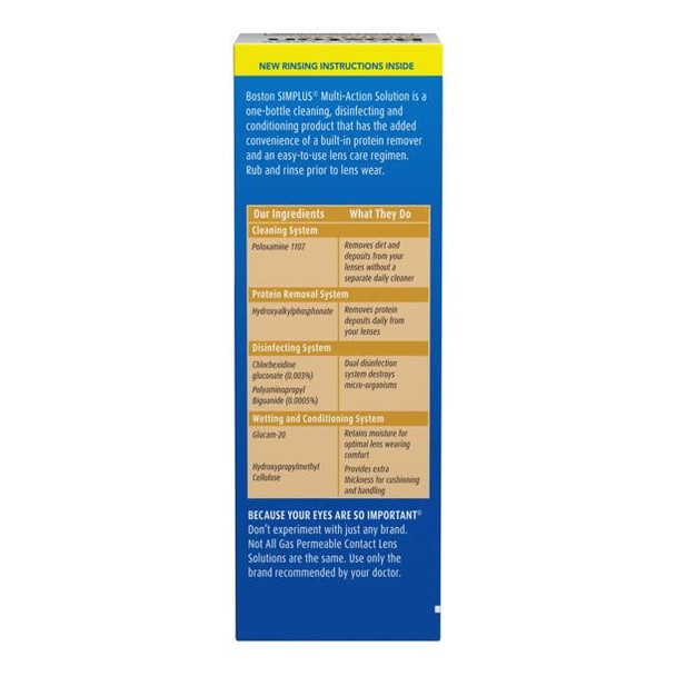 Boston SIMPLUS Multi-Action Solution, Cleans & Conditions Rigid Gas Permeable (RGP) Lens, Daily Protein Remover, 3.5 Fl Oz