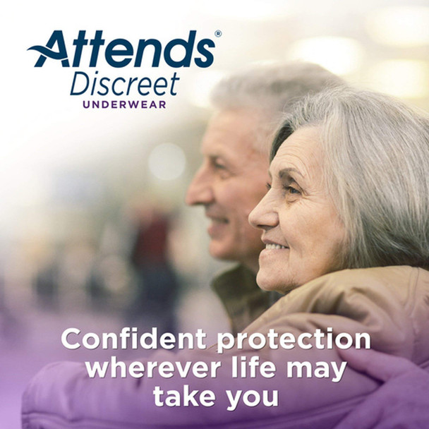 Attends Overnight Underwear for Adult Incontinence Care with ConfidenceCuff Protection, Overnight Absorbency, Unisex, X-Large, 48 Count