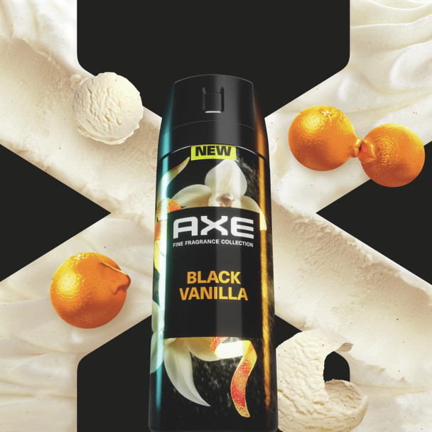 AXE Fine Fragrance Collection Premium Body Spray Black Vanilla with Orange + Sandalwood with 72H Odor Protection Aluminum-Free 4 oz