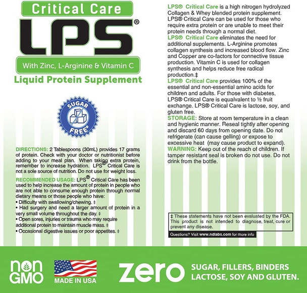 LPS Liquid Collagen & Whey Protein Supplement - Non-GMO Drink, Sugar-Free - Promotes Healthy Skin & Hair for Men & Women, Cherry (Critical Care)