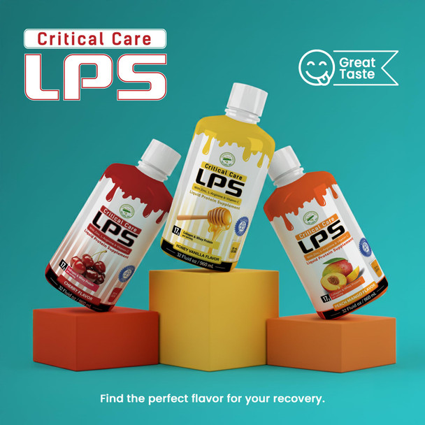 LPS Liquid Collagen & Whey Protein Supplement - Non-GMO Drink, Sugar-Free - Promotes Healthy Skin & Hair for Men & Women, Cherry (Critical Care)