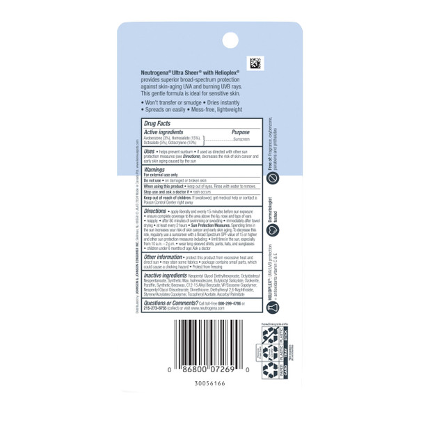 Neutrogena Ultra Sheer Face Sunscreen Stick SPF 60, Sensitive Skin Care, Mess-Free Broad Spectrum Sun Protection, Water Resistant Travel Size Sunscreen for Face, Oxybenzone-Free, .47 oz