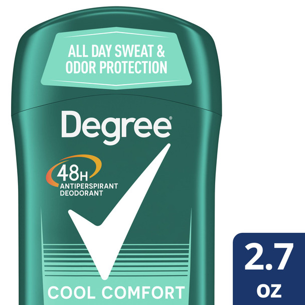 Degree Men Antiperspirant Deodorant Stick Cool Comfort 48 Hour Protection Non Irritating 2.7 oz (Packaging May Vary)