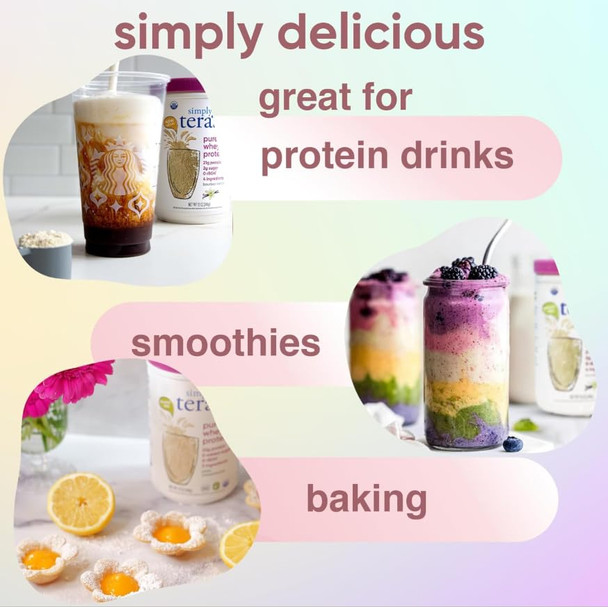 simply tera's Pure Whey Protein Powder - Grass Fed Whey Protein Powder, Clean & Natural, Unflavored, Non-GMO, Kosher, Unsweetened - 12 Oz