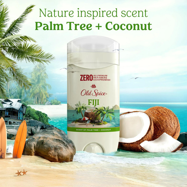 Old Spice Aluminum Free Deodorant for Men, 24/7 Lasting Freshness & Long Lasting Scent, 24/7 Sweat & Odor Protection, Fiji with Palm Tree + Coconut Scent, 3.0 oz