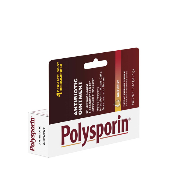 Polysporin First Aid Antibiotic Ointment without Neomycin, Travel Size, 1 Oz Tube, For Infection Protection