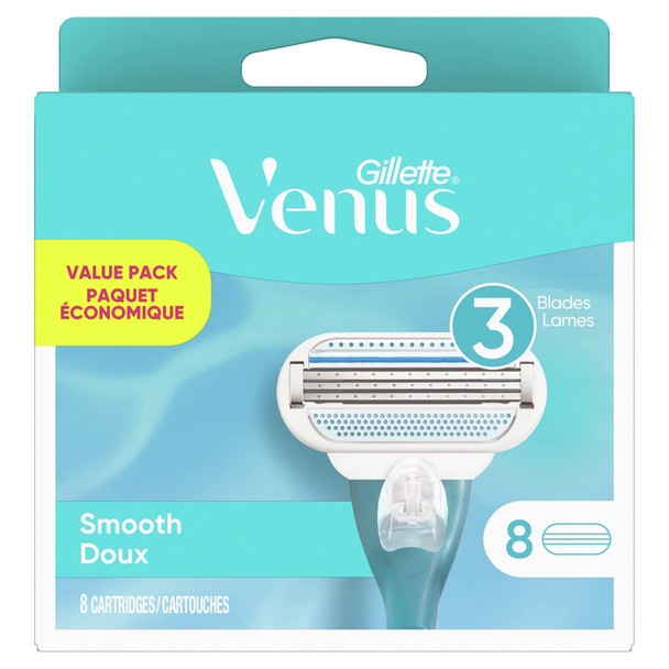 Gillette Venus Smooth Womens Razor Blade Refills, 8 Count, Lubracated to Protect the Skin from Irritation
