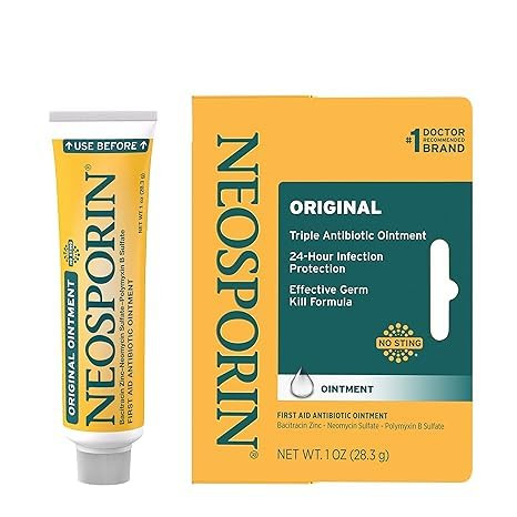 Neosporin Original First Aid Antibiotic Ointment with Bacitracin Zinc for Infection Protection, Wound Care Treatment & Scar Appearance Minimizer for Minor Cuts, Scrapes and Burns, 1 oz
