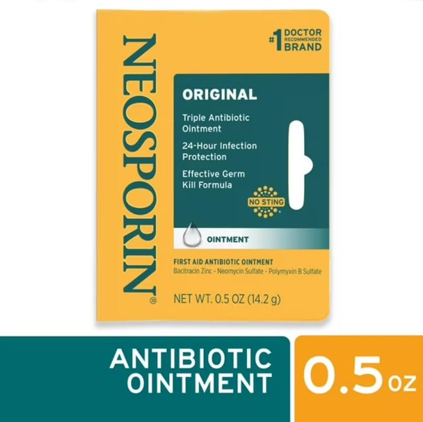 Neosporin Original First Aid Antibiotic Ointment with Bacitracin Zinc for Infection Protection, Wound Care Treatment & Scar Appearance Minimizer for Minor Cuts, Scrapes and Burns, 1 oz