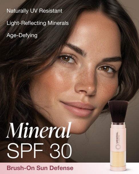 Mineral Fusion Brush-On Powder Sunscreen for Face SPF 30 | Transluscent Natural Daily Sun Care with UVA UVB Protection | Hypoallergenic, Non-Toxic | TSA & Travel Friendly