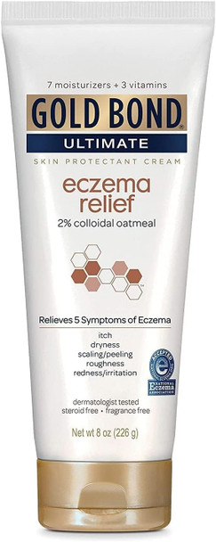 Gold Bond Medicated Eczema Relief Skin Protectant Cream, 8 oz., With 2% Colloidal Oatmeal