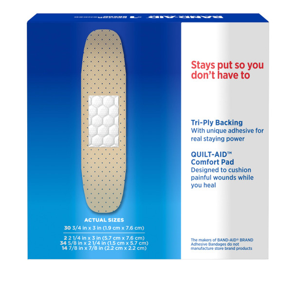 Band-Aid Brand Tru-Stay Sheer Strips Adhesive Sterile Bandages for First Aid & Wound Protection, Individually Wrapped Wound Care Bandages for Minor Cuts & Scrapes, Assorted Sizes, 80 ct