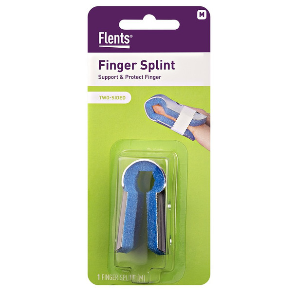 Flents Finger Splint, 2-Sided Splint, Medium, Supports & Protects Injured Finger