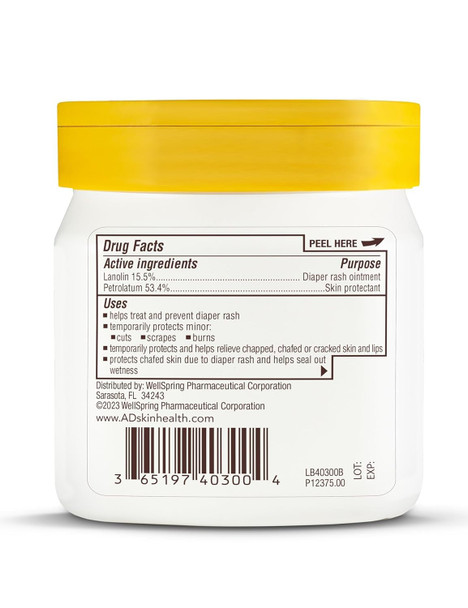 A+D Original Diaper Rash Ointment, Skin Protectant With Lanolin and Petrolatum, (Packaging May Vary) Cream 16 Ounce (Pack of 1)
