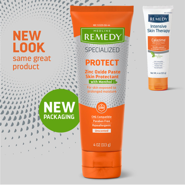 Medline Remedy Specialized Zinc Oxide Paste with Menthol (4 oz Tube), Unscented, Calamine, Incontinence Care, Diaper Rash, Wetness Protection, Hypoallergenic, Paraben Free, Adults, Soothing
