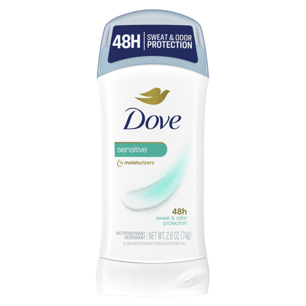 Dove Invisible Solid Antiperspirant Deodorant Stick for Women, Sensitive, For All Day Underarm Sweat & Odor Protection 2.6 oz