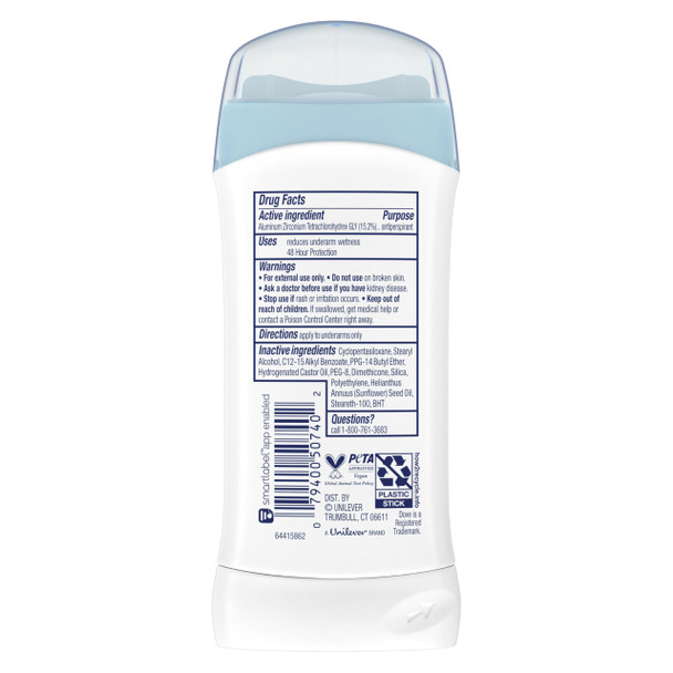 Dove Invisible Solid Antiperspirant Deodorant Stick for Women, Sensitive, For All Day Underarm Sweat & Odor Protection 2.6 oz