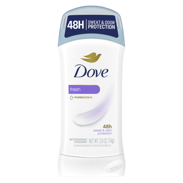 Dove Invisible Solid Antiperspirant Deodorant Stick for Women, Fresh, For All Day Underarm Sweat & Odor Protection 2.6 oz