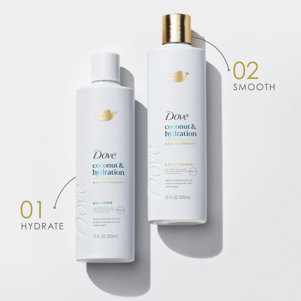 Dove Shampoo Coconut & Hydration for Dry Hair with Bio-Protein Care Technology and Coconut Oil 12 Fl Oz
