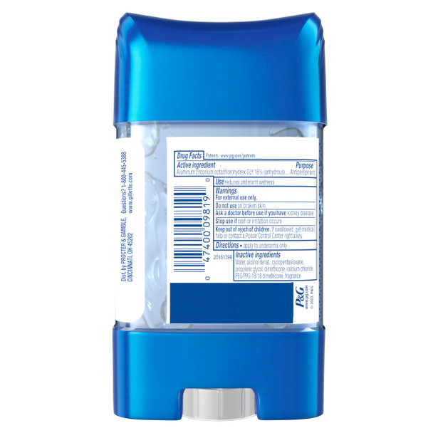 Gillette Antiperspirant and Deodorant for Men, 72hr Sweat & Odor Protection, Long Lasting Freshness, Anti-White Mark Technology, Clear Gel, Cool Wave Scent, 2.85 oz