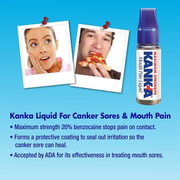Kank-A Mouth Pain Liquid, Maximum Strength, 0.33 Fl Oz, Canker Sore Medicine, Includes Applicator, Forms Protective Coating for Mouth Sores, Maximum Pain Relief, 1 Pack