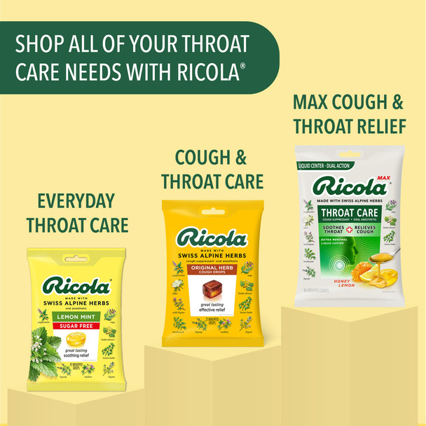 Ricola Throat Balm Caramel Throat Drops with Liquid Center, 34 Count, Coat & Protect Your Throat, Daily Throat Relief & Protection, Oral Demulcent