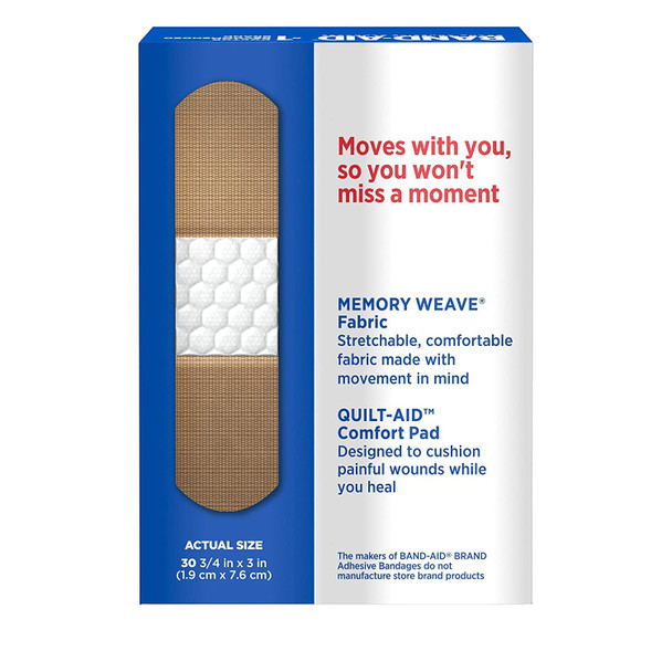 Band-Aid Brand Flexible Fabric Adhesive Bandages, Comfortable Sterile Protection & Wound Care for Minor Cuts & Burns, Quilt-Aid Technology to Cushion Painful Wounds, Assorted Sizes, 30 ct