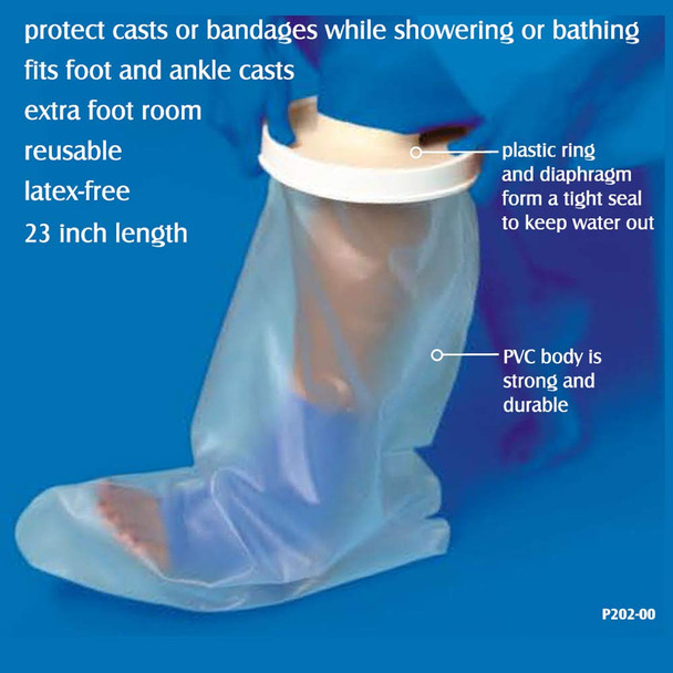 Carex Cast Protector for Shower, Leg - The Ultimate Cast Covers for Shower Leg to Keep Your Cast and Bandages Dry While Bathing - 23" Long Premium Latex Free Plastic with 100% Waterproof Technology