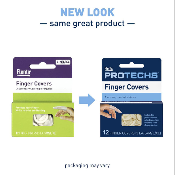 Flents First Aid Finger Covers, 12 Count, Small, Medium, Large, X-Large, Protects Finger While Healing From Injury (3 Pairs Each of S/M/L/XL) (69626)