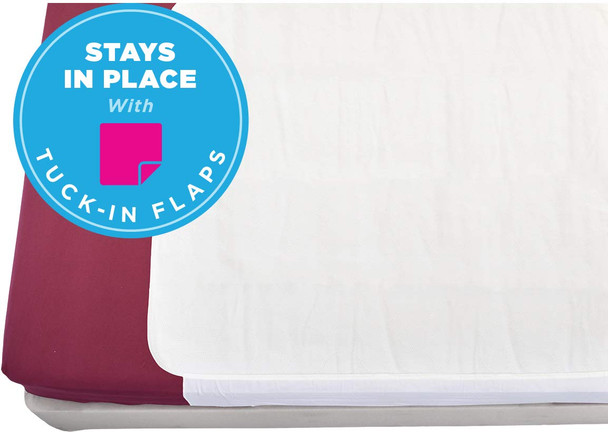 NOVA Waterproof Reusable Mattress Overlay with 100% Cotton Skin Soft Top Layer, Washable Incontinence Bed & Sheet Underpad Protector with Tuck-in Mattress Flaps, Super Absorbent, 32 x 36