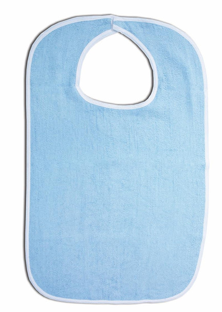 Essential Medical Supply Reusable Clothing Protector and Bib - Terrycloth Front and Waterproof Back for Continual Use, Machine Washable, Blue, 18 Inch X 30 Inch