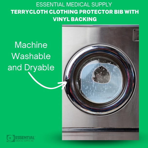 Essential Medical Supply Reusable Clothing Protector and Bib - Terrycloth Front and Waterproof Back for Continual Use, Machine Washable, Blue, 18 Inch X 30 Inch