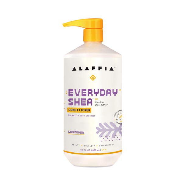 Alaffia EveryDay Shea Conditioner, Moisturizes, Restores and Protects, Made with Fair Trade Shea Butter, Cruelty Free, No Parabens, Vegan, Lavender 32 Fl Oz