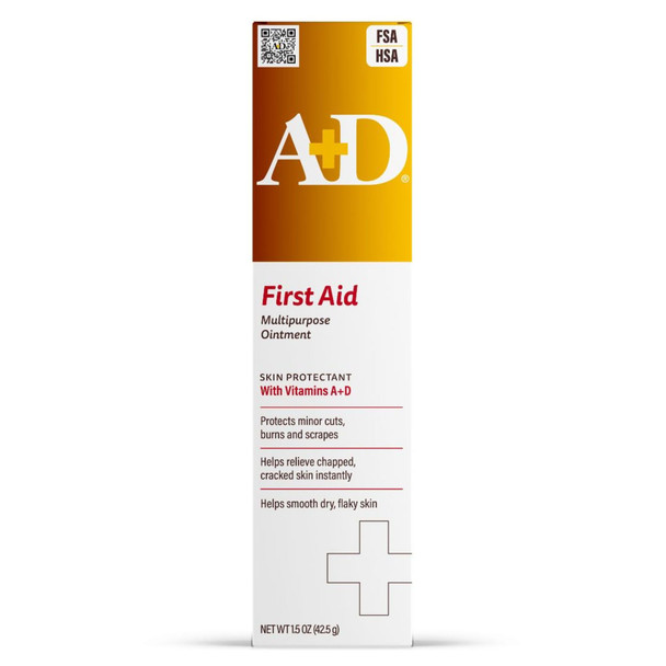 A+D First Aid Healing Ointment - Moisturizing Skin Protectant for Dry Cracked Heels, Elbows, Hands and Lips - Use After Hand Washing, Packaging May Vary, Multicolor  1.5 oz Tube