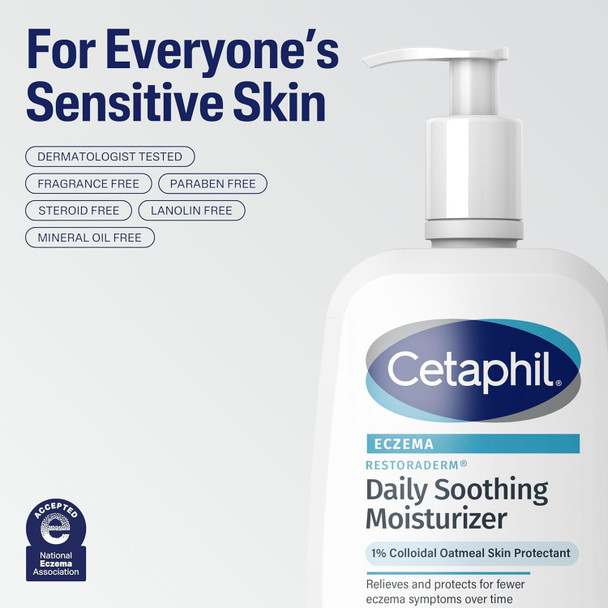 Cetaphil ECZEMA RESTORADERM Soothing Moisturizer For Eczema Prone Skin,10 fl oz, Fewer Symptom Flare-Ups,48 Hour Hydration, 1% Skin Protectant Colloidal Oatmeal, Steroid Free