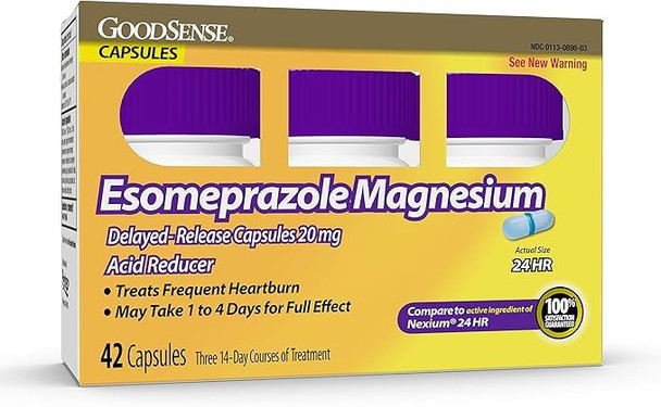 Esomeprazole Magnesium Delayed Release Capsules 20 mg, Proton Pump Inhibitor (PPI) for 24 Hour Frequent Heartburn Treatment, 42 Count