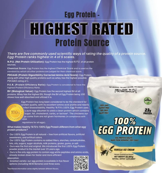 Healthy 'N Fit 100% Egg Protein- Heavenly Chocolate (2lb): 100% Egg White Protein -Plus Natural Peptides. Ultra Pure, Natural Egg Protein Isolate
