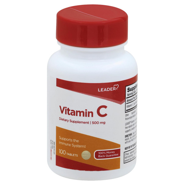 Leader Vitamin C 500MG Tablets 100 Ct. Boost Immune System & Antioxidant Protection