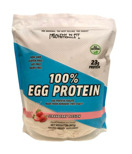 Healthy N Fit 100% EGG PROTEIN- Strawberry (12oz): 100% Egg White Protein PLUS Natural Peptides. Naturally Sweetened, Zero Carb, Keto, Paleo Friendly