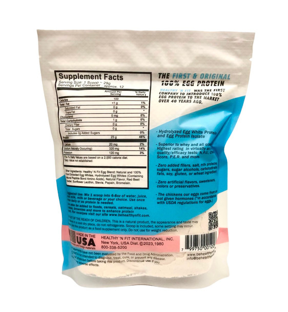 Healthy N Fit 100% EGG PROTEIN- Strawberry (12oz): 100% Egg White Protein PLUS Natural Peptides. Naturally Sweetened, Zero Carb, Keto, Paleo Friendly