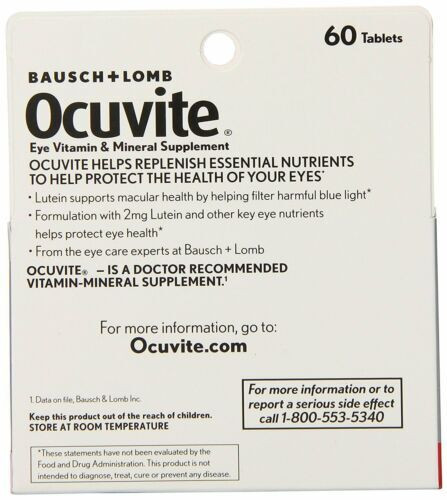 Bausch + Lomb Ocuvite Eye Vitamin & Mineral Supplement Original Tablets 60 ct