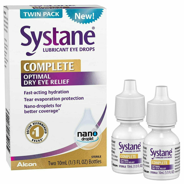 Systane Lubricant Eye Drops Complete Optimal Dry Eye Relief Twin Pack 10ml each