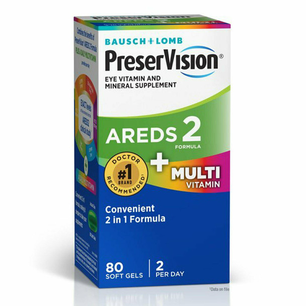 Bausch & Lomb PreserVision Areds 2 Eye Vitamin Softgel Vitamin Supplement 80 ct
