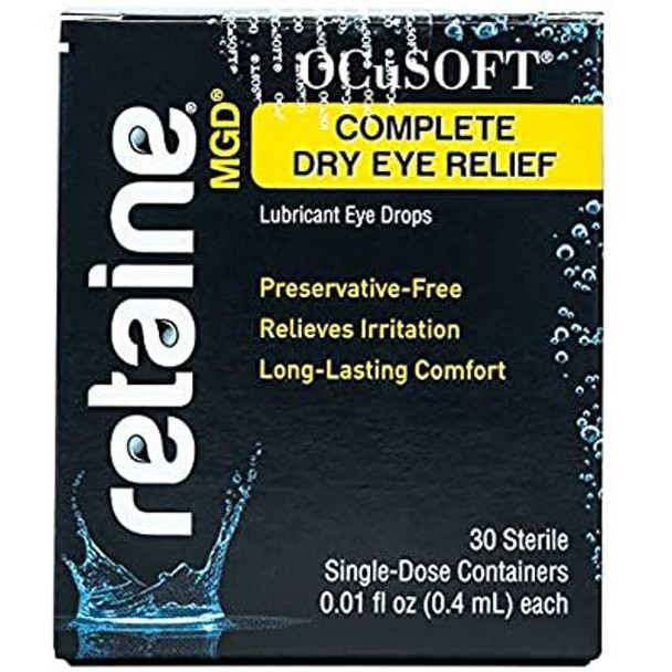 Ocusoft Retaine MGD Complete Dry Eye Relief Lubricant Eye Drops Sterile 30 Count