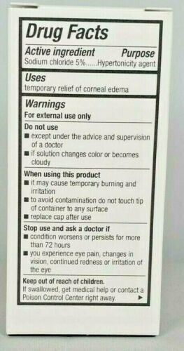 Rugby Eye Drops Sodium Chloride 5% Ophthalmic Solution Mild Gentle Sterile 0.5oz