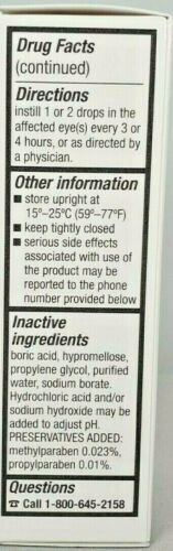 Rugby Eye Drops Sodium Chloride 5% Ophthalmic Solution Mild Gentle Sterile 0.5oz