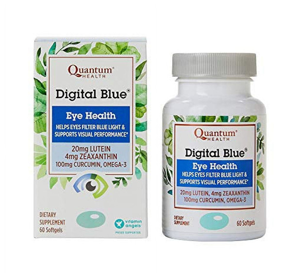 Quantum Health Digital Blue, Lutein and Zeaxanthin Eye Vitamins, Supports Macular Density to Help Filter Blue Light, with Curcumin, Zinc, and Omega 3 Fatty Acids - 60 Softgels, 30-Day Supply