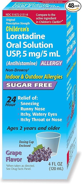 Childrens Oral Solution, Grape Flavor, Non-Drowsy 24h Relief of Sneezing, Runny Nose, Itchy Watery Eyes, Itchy Throat or Nose, Antihistamine, Indoor & Outdoor Allergies